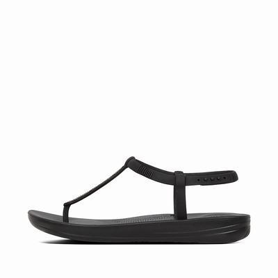 Fitflop Women's IQUSHION Splash Sparkle Back-Strap Flip Flops - Black, MY7643809